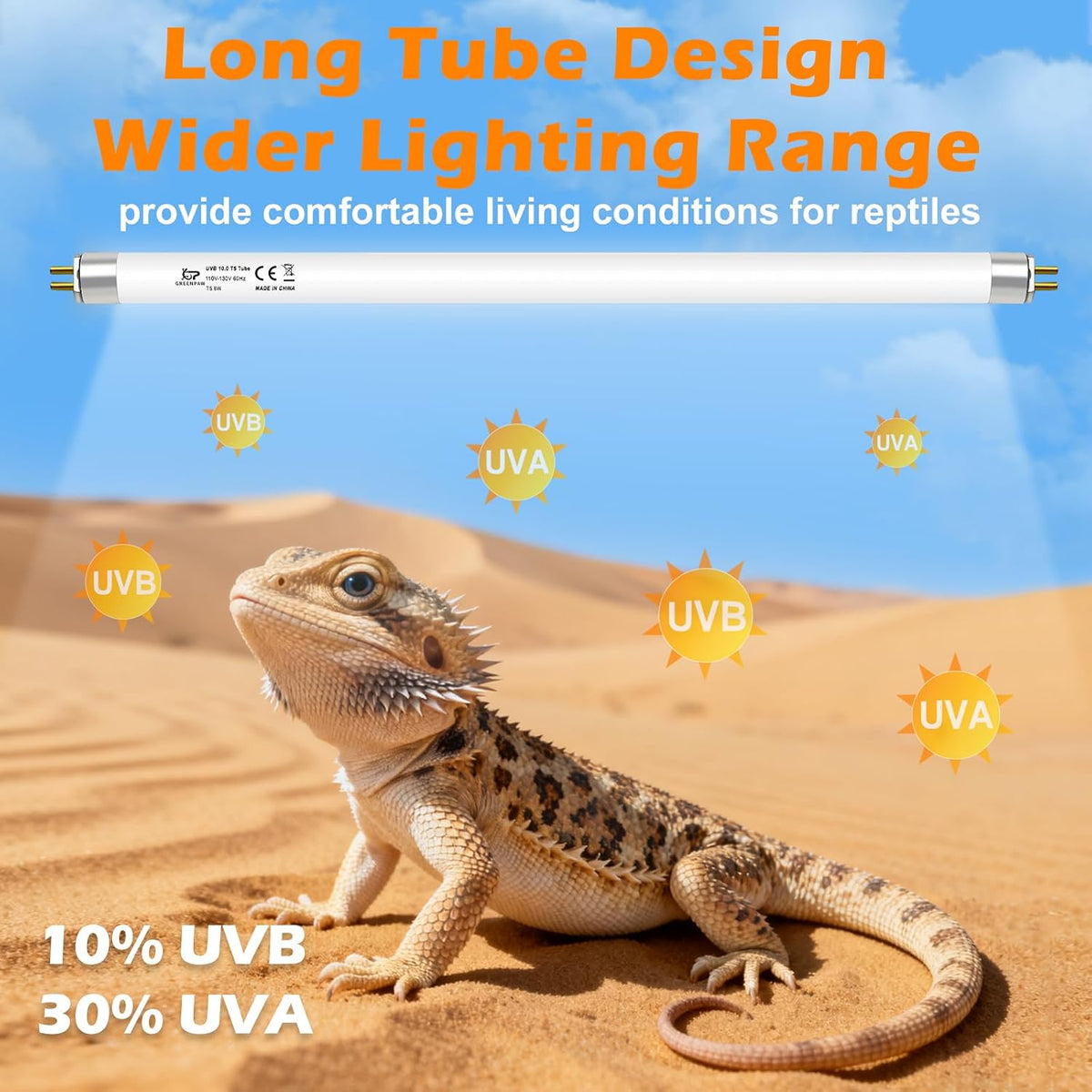 T5 10.0 8W UVB Reptile Light Bulb for Bearded Dragon, 12'' 2 Pack