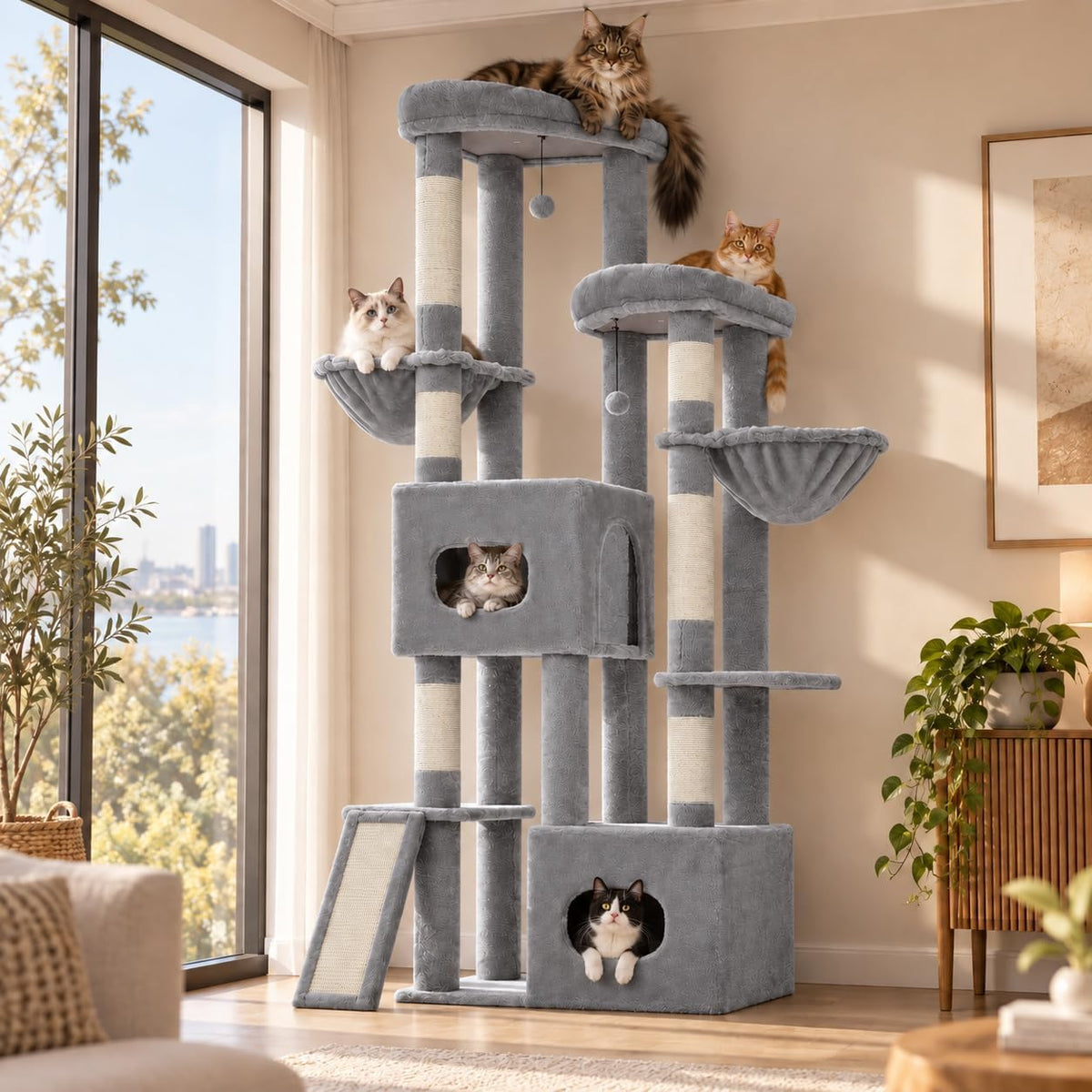 MUTTROS Heavy Duty Cat Tree, 8 Level Corner Tower for Large Adult Cats