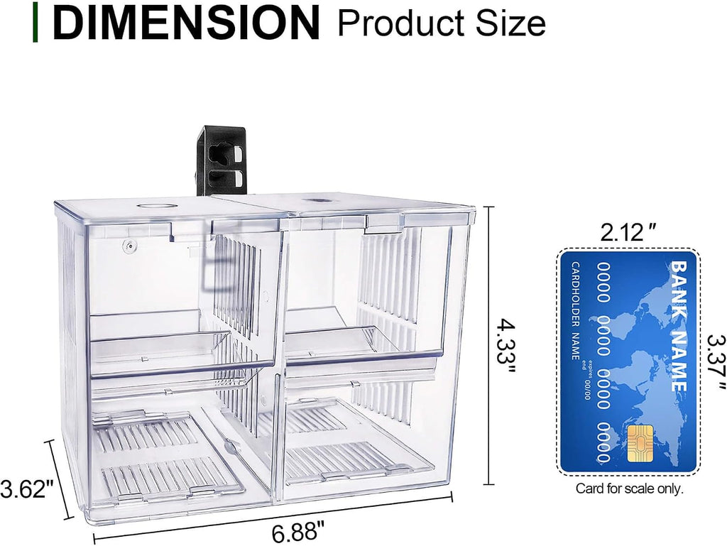 Dual-Chamber Fish Breeder Box for Fish Tank, Guppy Fry Nursery