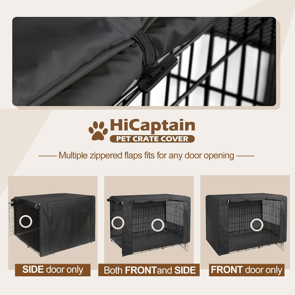 36-Inch Dog Crate Cover with Mesh, Waterproof Kennel Cover, Black