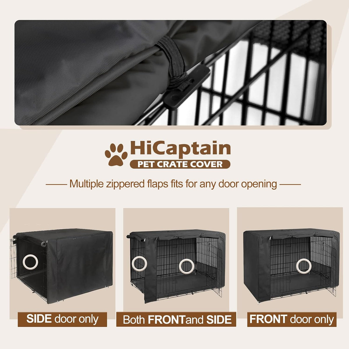 36-Inch Dog Crate Cover with Mesh, Waterproof Kennel Cover, Black