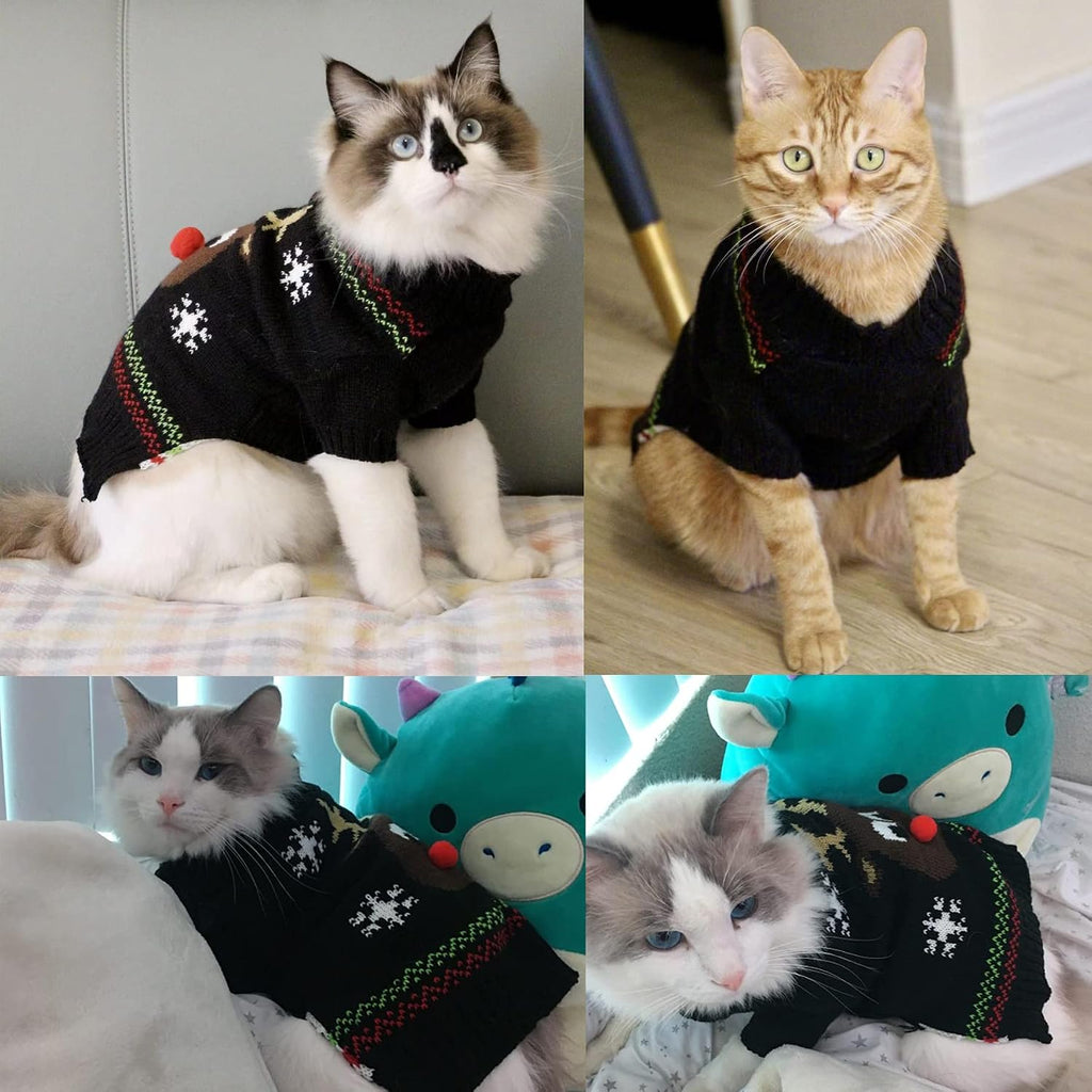 Dog Sweater for Christmas Cartoon Reindeer Pet Cat Winter Knitwear Warm Clothes (Small)