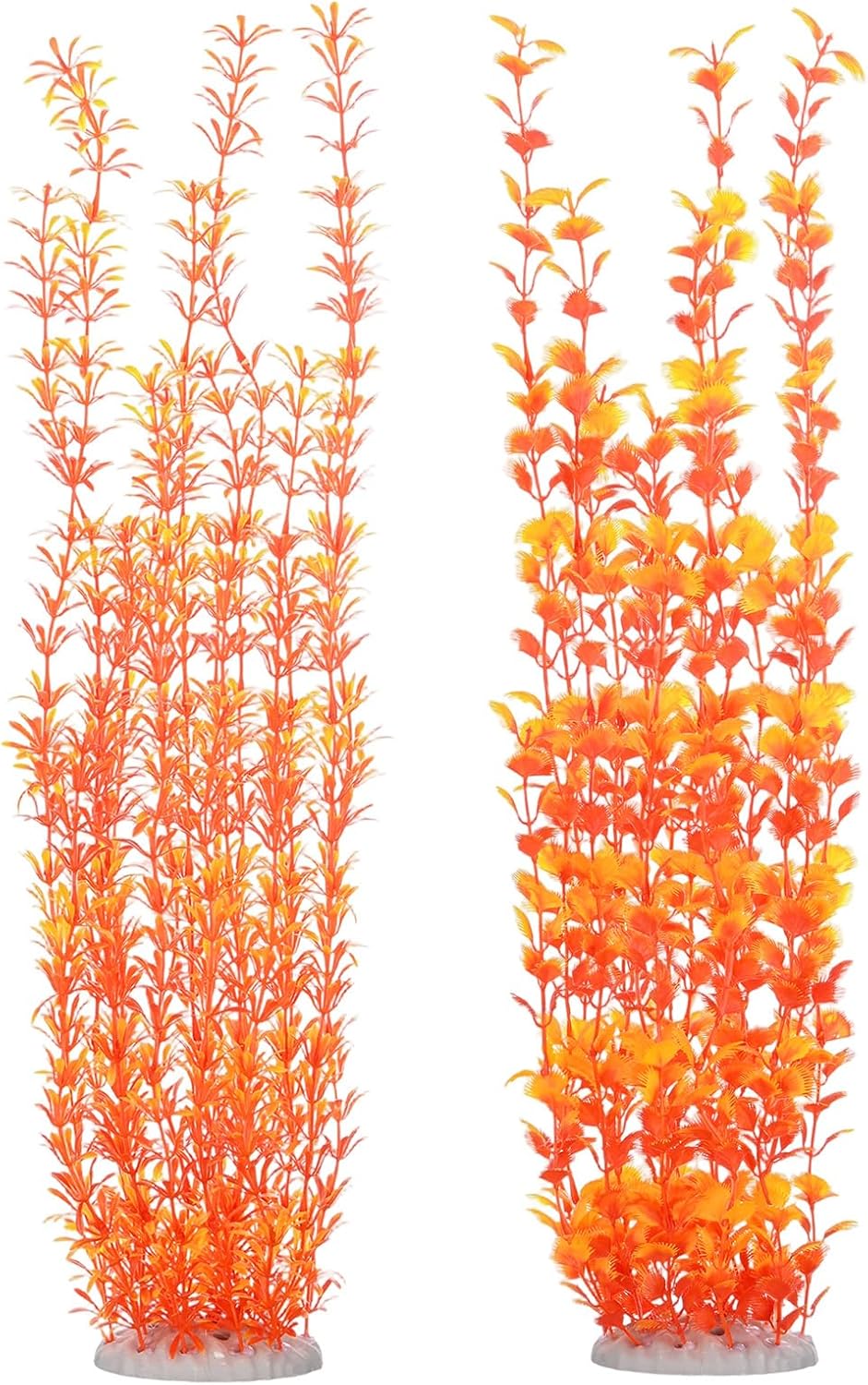M METERXITY 2-Pack Tall Aquarium Plants, 23 Inch Plastic Large Artificial Fish Tank Plants for Aquarium Decor/Fish Tank Decorations Accessories [Style 2+3, Orange]