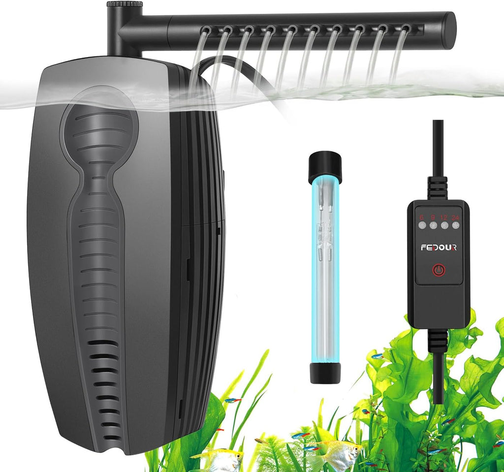 FEDOUR 165GPH Aquarium Filter, 8W Adjustable Fish Tank Filter, Submersible Internal Filter for 10-50 Gallon Tank, with Biochemical Cotton
