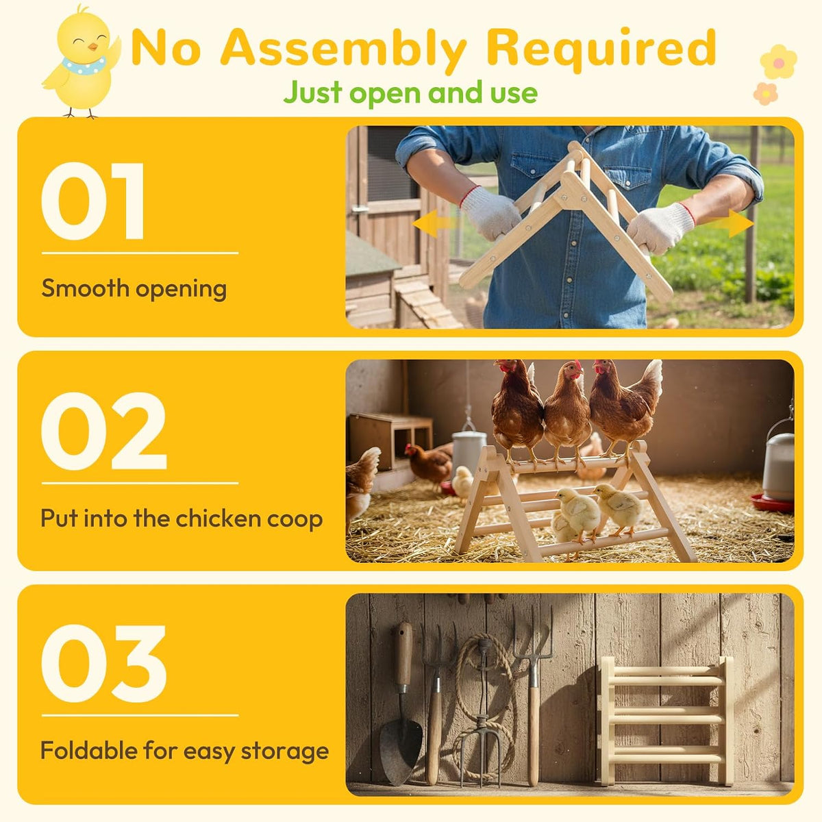 INNOLAND Chick Perch Foldable, Chick Toys Stable & No Assemble