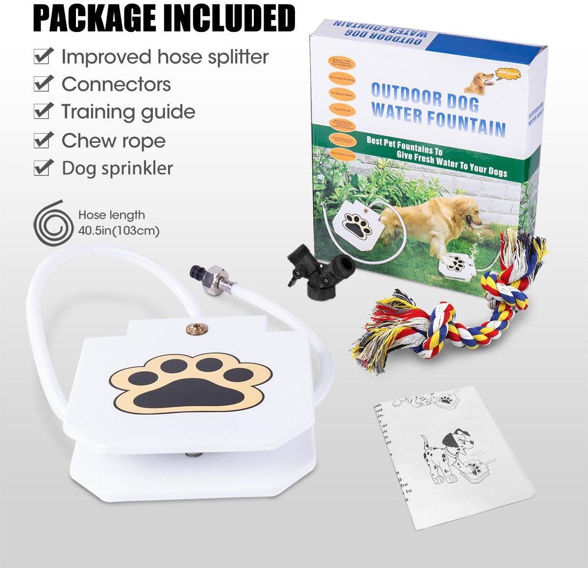 BACOENG Outdoor Dog Water Fountain Step On, Dog Sprinkler Paw Activated for Large Dogs, Pet Drinking Water Fountain with Upgraded Valve