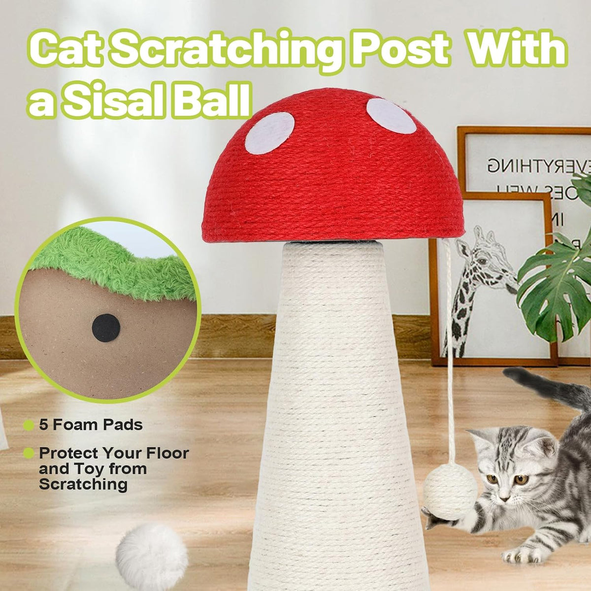 Mushroom Cat Scratcher/Scratching Post, Cute Cat Scratching Post