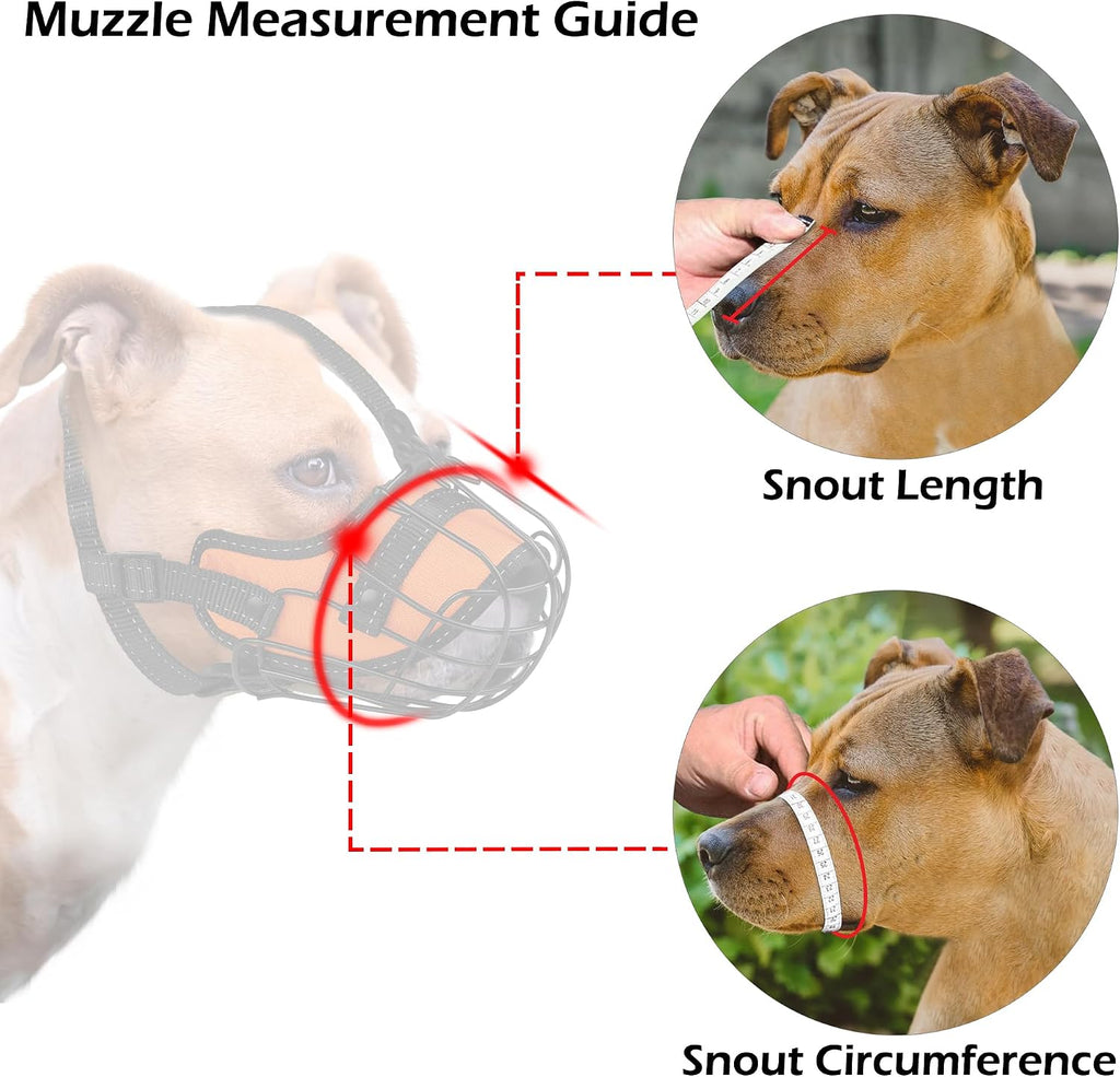 OOPSDOGGY Pitbull Dog Muzzle Reflective Metal Mask Secure Wire Basket Muzzles for Large Sized Dogs Amstaff Soft Cage to Prevent Biting Chewing with Adjustable Nylon Straps (Black, Pitbull)