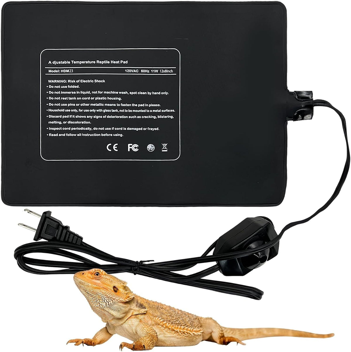 Hamiledyi Reptile Heating Pad 23W, Waterproof Under Tank Heater Mat 8x12 Inch for 30-40 Gallon Terrariums, Safe Heat Mat for Bearded Dragons, Leopard Geckos, Hermit Crabs, Snakes & Lizards