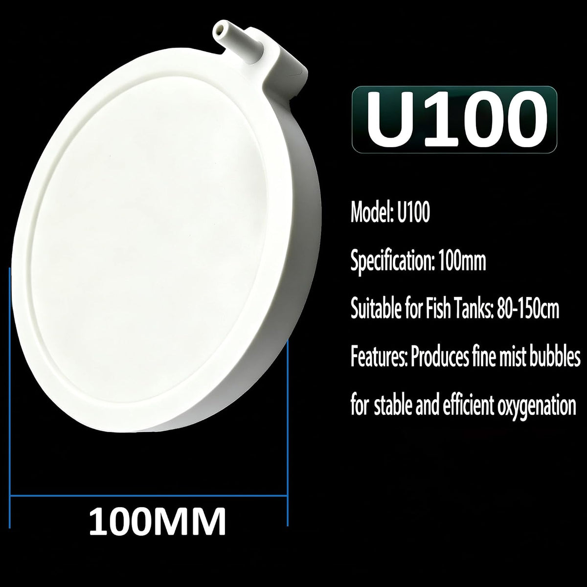 Rimmed Air Bubble Stone Disc, 1 Pack 100mm 4in Aquarium Aerator