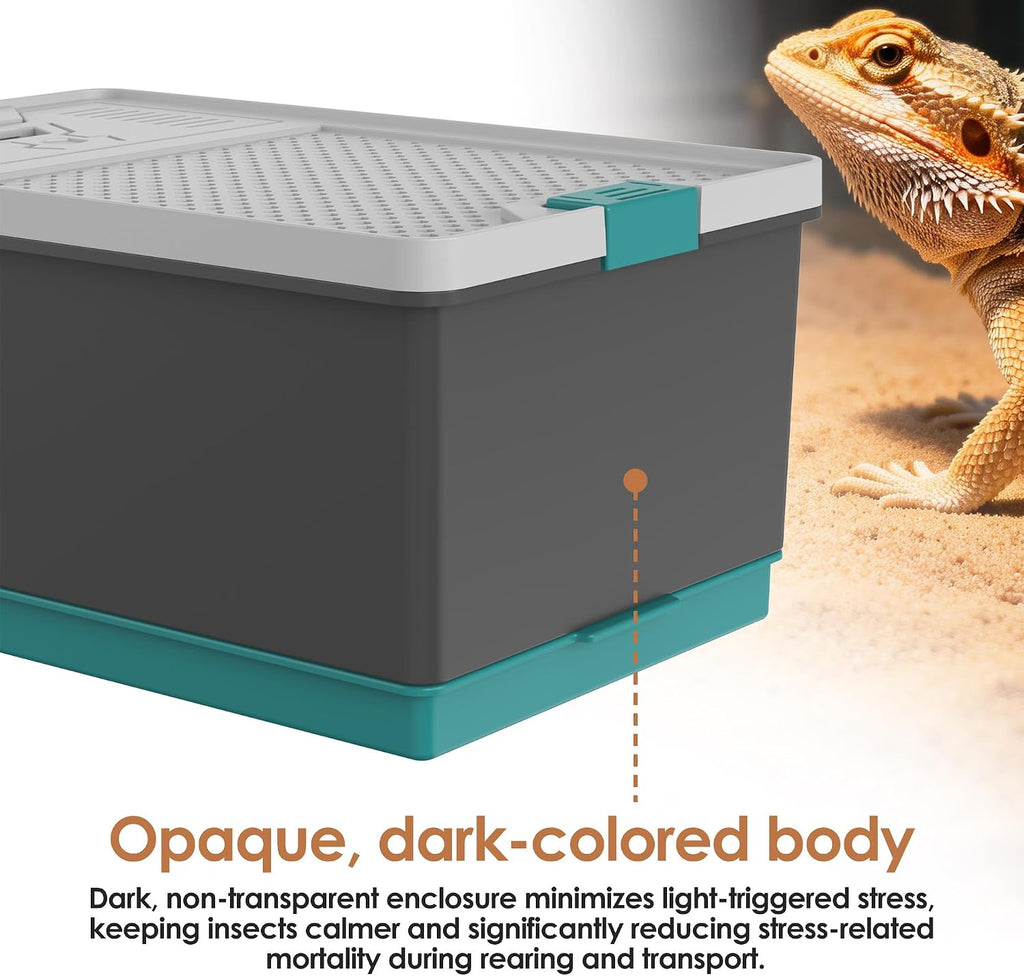 Self-Cleaning Cricket & Roach Feeder Habitat with Escape-Proof Lid
