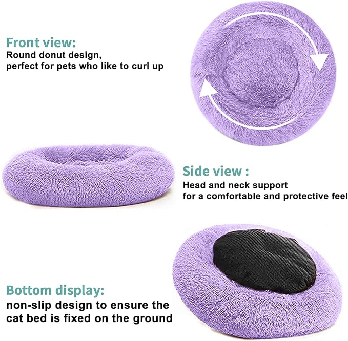 Dog Bed for Small Medium Large Dogs, 20 inch Calming Dogs Bed, Washable-Round - Image 4