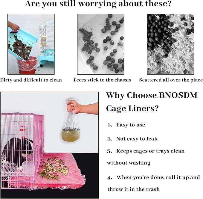 BNOSDM 50 PCS Disposable Rabbit Cage Liner Plastic Guinea Pig Cage Bedding - Image 6