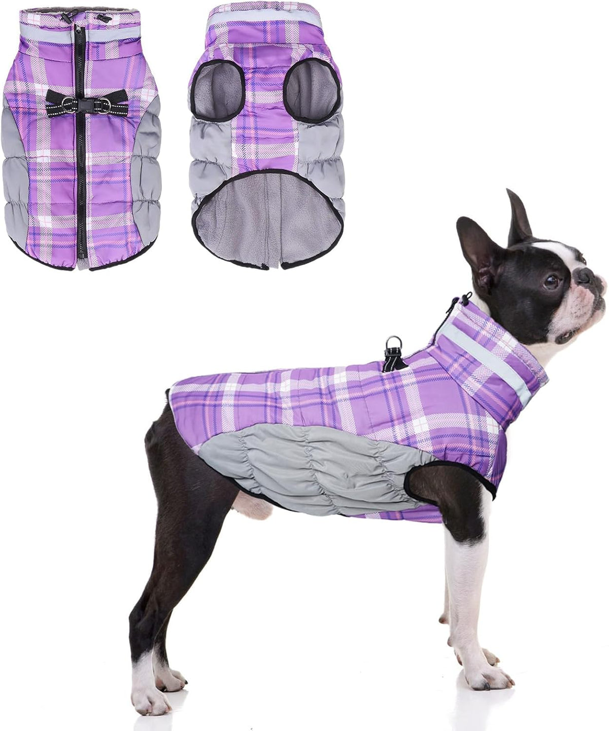 BEAUTYZOO Dog Winter Coat with Harness Built in, Waterproof Puffer Jacket