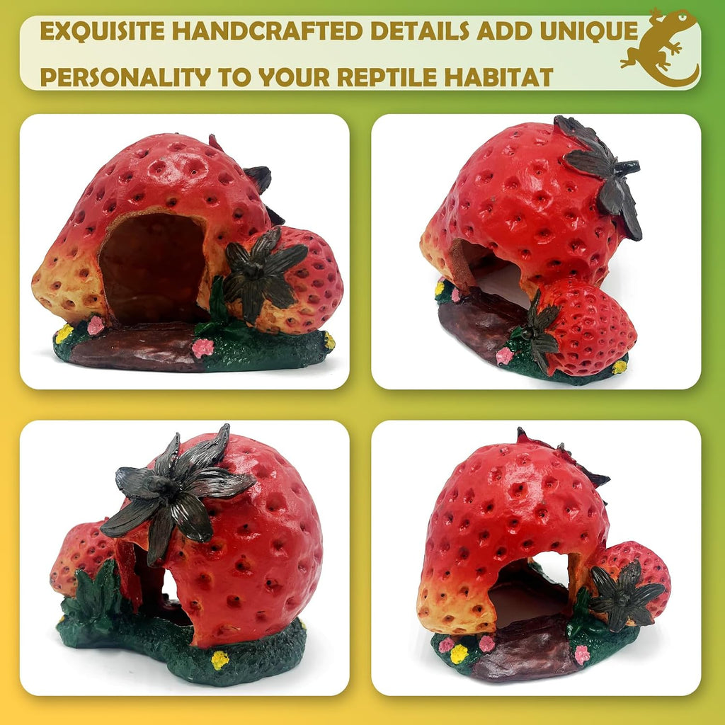 Leopard Gecko Reptile Hide Bearded Dragon Caves Strawberry Lizard Hideout Tank Accessories Crested Snake Décor Amphibian Habitat Decoration
