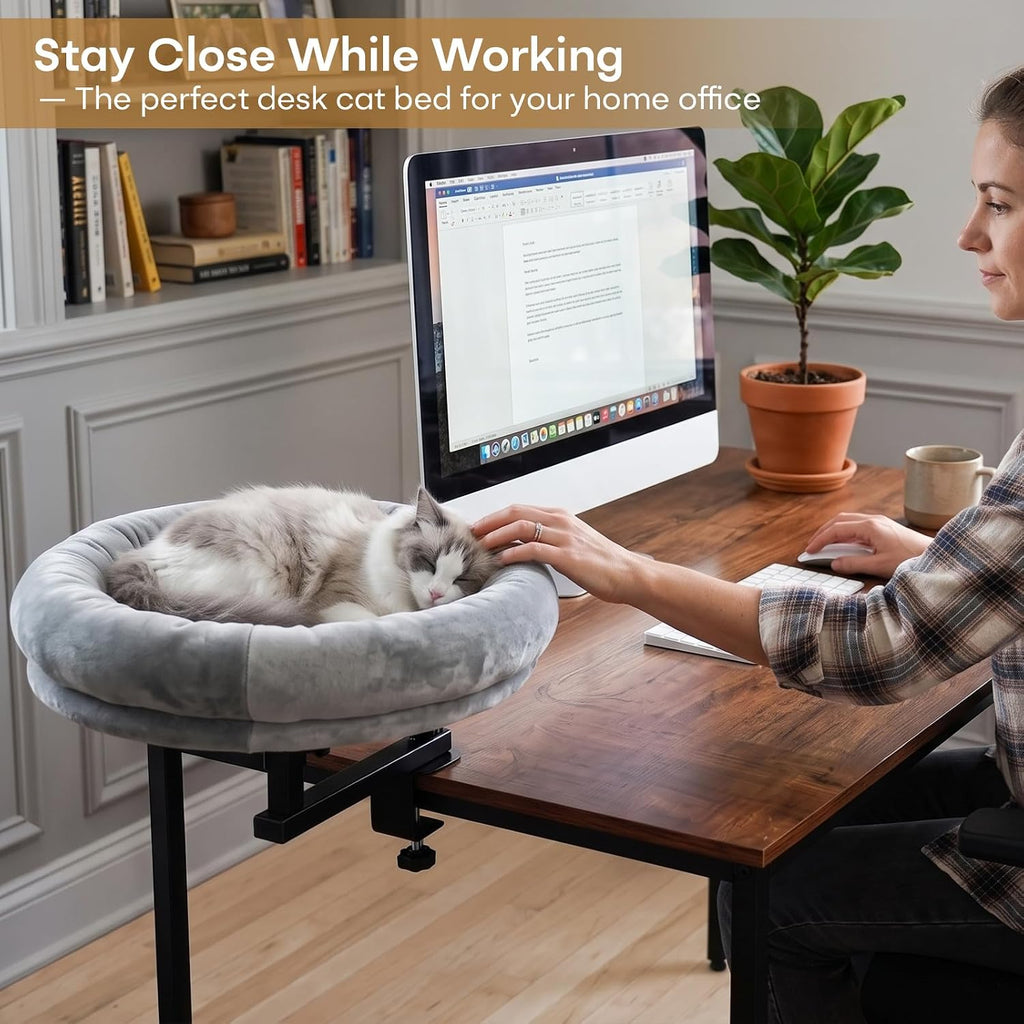Large/Small Cat Desk Bed 360° Rotating Adjustable Cat Hammock, 50 lbs