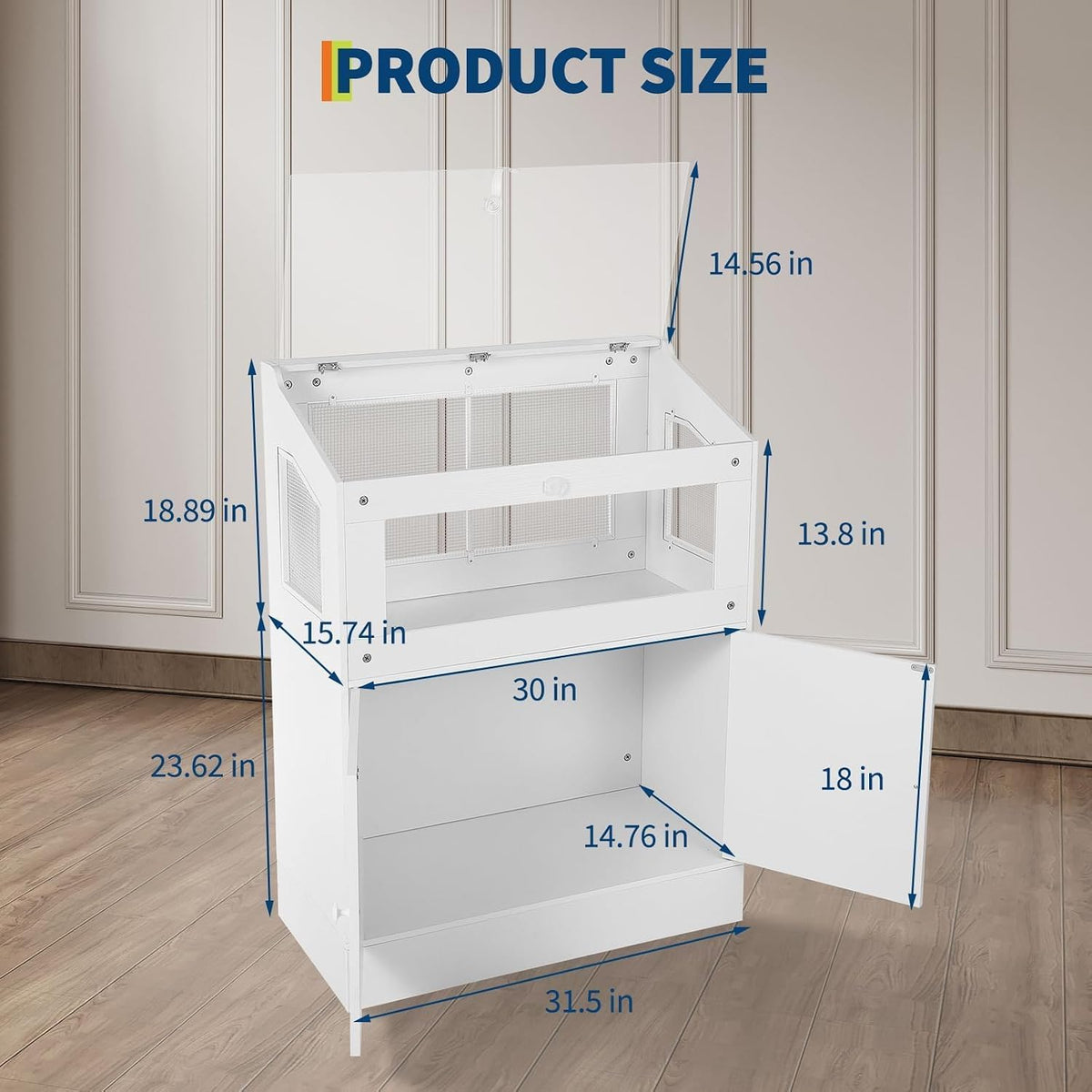 Compact Small Animal Habitat with Storage Cabinet, Clear Acrylic Hamster Cage for Gerbils, Rats, and Guinea Pigs, Ventilated Transparent Enclosure with Base Storage, Modern Pet Cage for Home Use