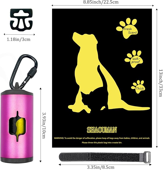 Metal Dog Poop Bag Holder 2-Pack w/Leash Clip|Durable Scratch-Resistant - Image 4