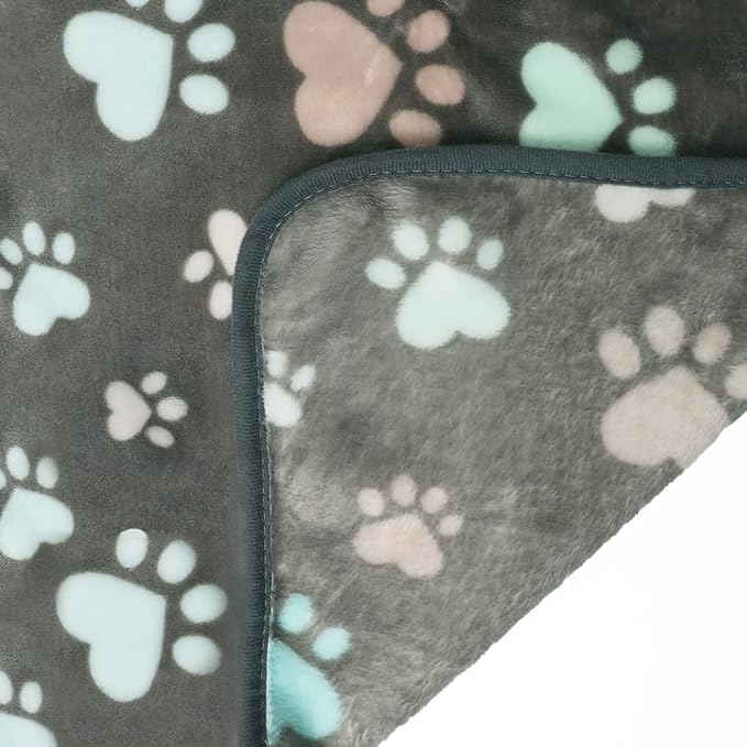 Luciphia 1 Pack 3 Blankets Fluffy Premium Fleece Pet Blanket Flannel Paw - Image 6