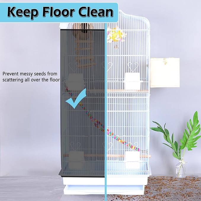 ASOCEA Large Bird Cage Seed Cather, Bird Cage Cover Adjustable Soft Airy Skirt - Image 3