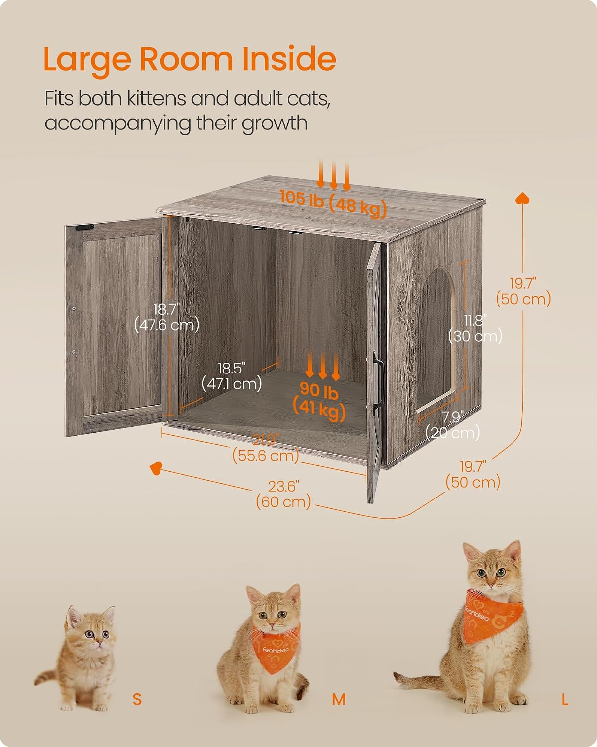 Feandrea Cat Litter Box Enclosure, Indoor Pet House End Table