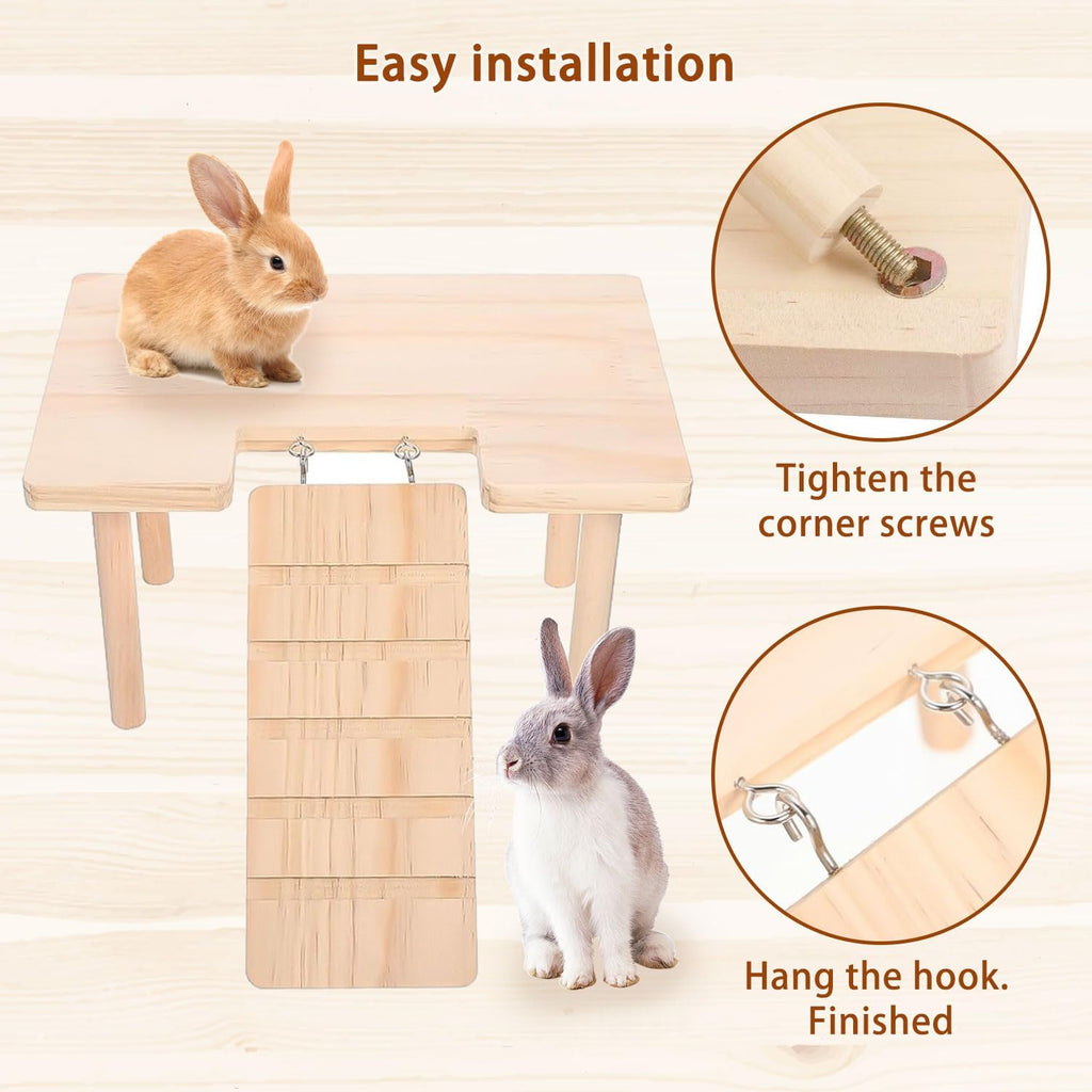 Reptiles Hideout Wooden with Climbing Ramp Bearded Dragon Hide Cave Wood Aquariums & Terrariums Accessories for Bearded Dragons Leopard Geckos Lizards Turtles Hamsters(U-Shape)