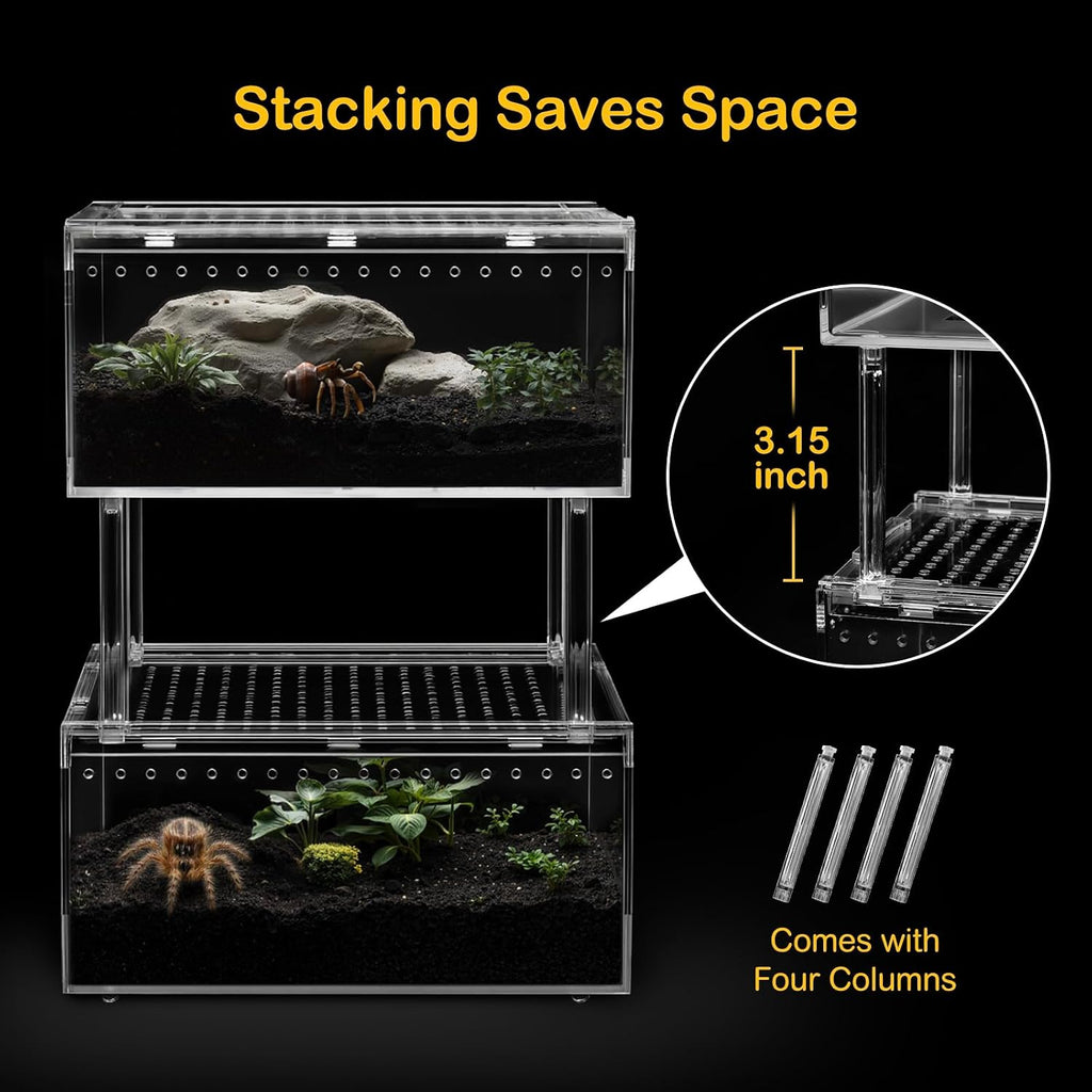 PC Small Reptile Terrarium Starter Kit,Magnetic Jumping Spider Enclosure