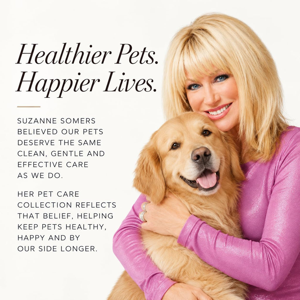 Suzanne Somers Pet Brush - Professional Grooming Tool for Dogs & Cats - Gentle Firmness for Deshedding & Massaging - Designed for Use with Suzanne Somers Pet Shampoo - Certified ToxicFree