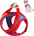 Cat Harness and Leash, Escape-Proof Cat Harness Set, Adjustable Step-in Pet Harness for Walking, Soft Breathable Reflective Vest for Cats & Dogs (Red, Small)