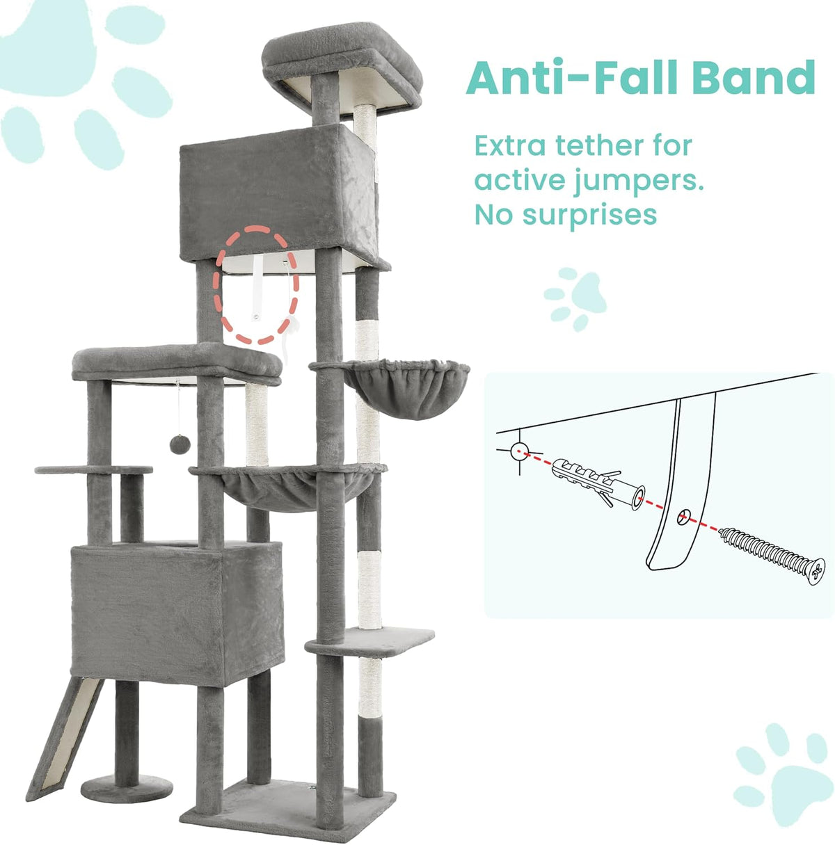 Cat Tree, 78.7" Tall Heavy Duty Cat Tower for Indoor Cats VCT033W