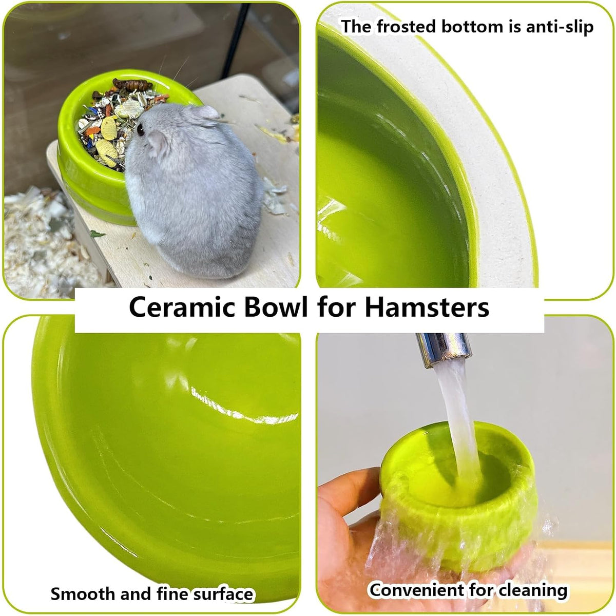Hamiledyi Ceramic Hamster Hideout Food Bowl Water Bottle Stand Holder Syrian House and Habitats Hide Hut Decor for Mice Dwarf Hamster Gerbil