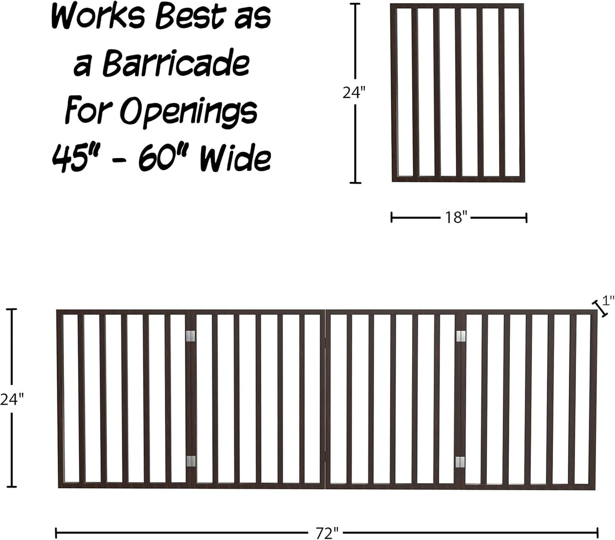 PETMAKER Pet Gate – Dog Gate for Doorways, Stairs or House – Freestanding, Folding, Accordion Style, Wooden Indoor Dog Fence (4 Panel, Brown)