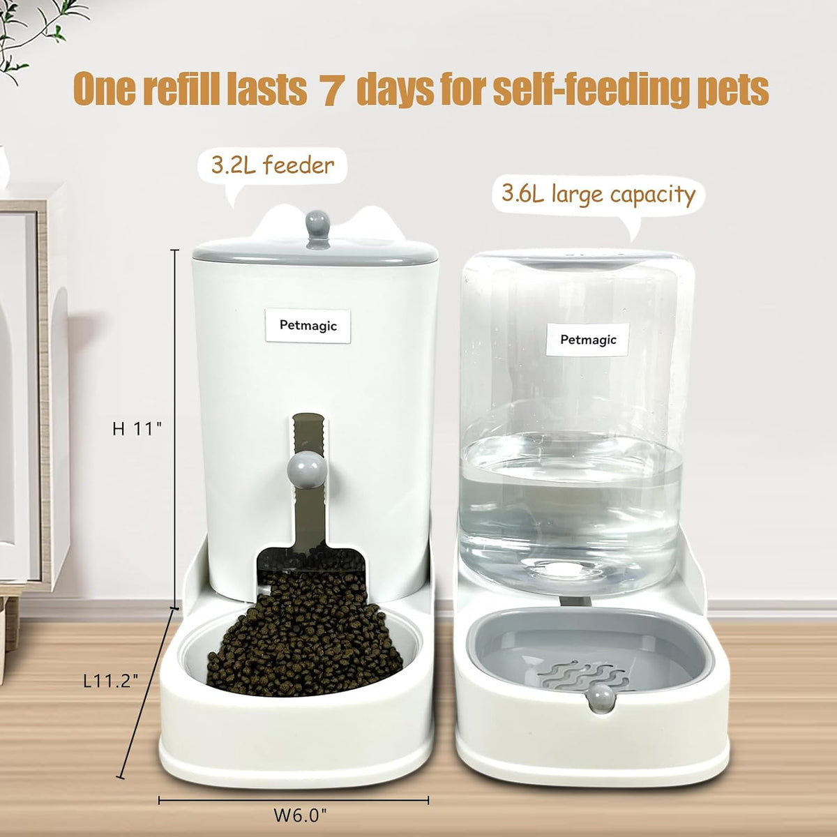 Gravity Cat Feeder By Petmagic,Cat Food and Water Bowl Set.