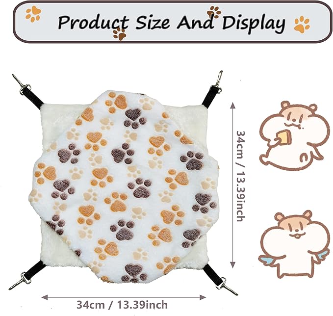 Cat Hammock for Cage, Soft Warm Hanging Bed for Kitten, Guinea Pig, Chinchilla - Image 3