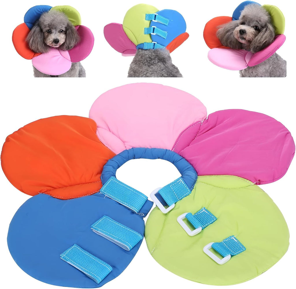 Flower Shaped Pet Recovery Collar Adjustable Soft Fabric Cone for Dogs