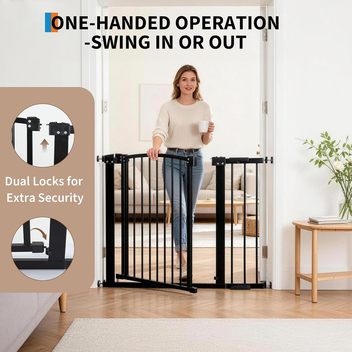 Garvee Pet Safety Gate, 30–41 Inch Wide Pressure Mount Dog Gate