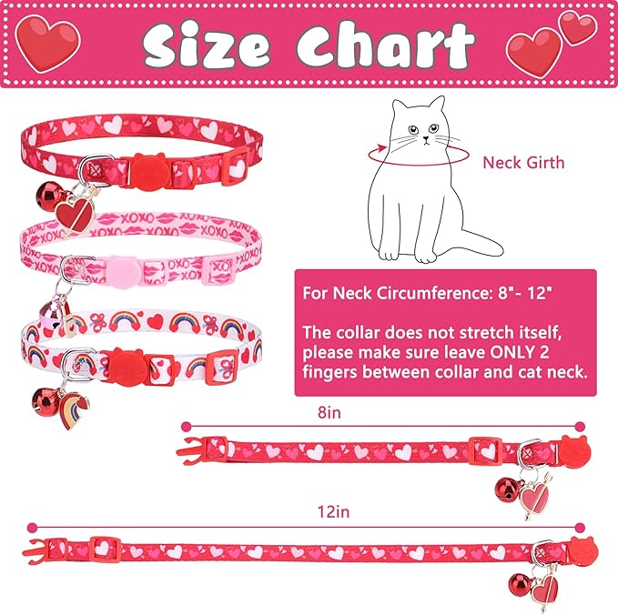 Breakaway Cat Collars with Bell & Cute Pendants, 3 Pack Safety Buckle Kitten - Image 2