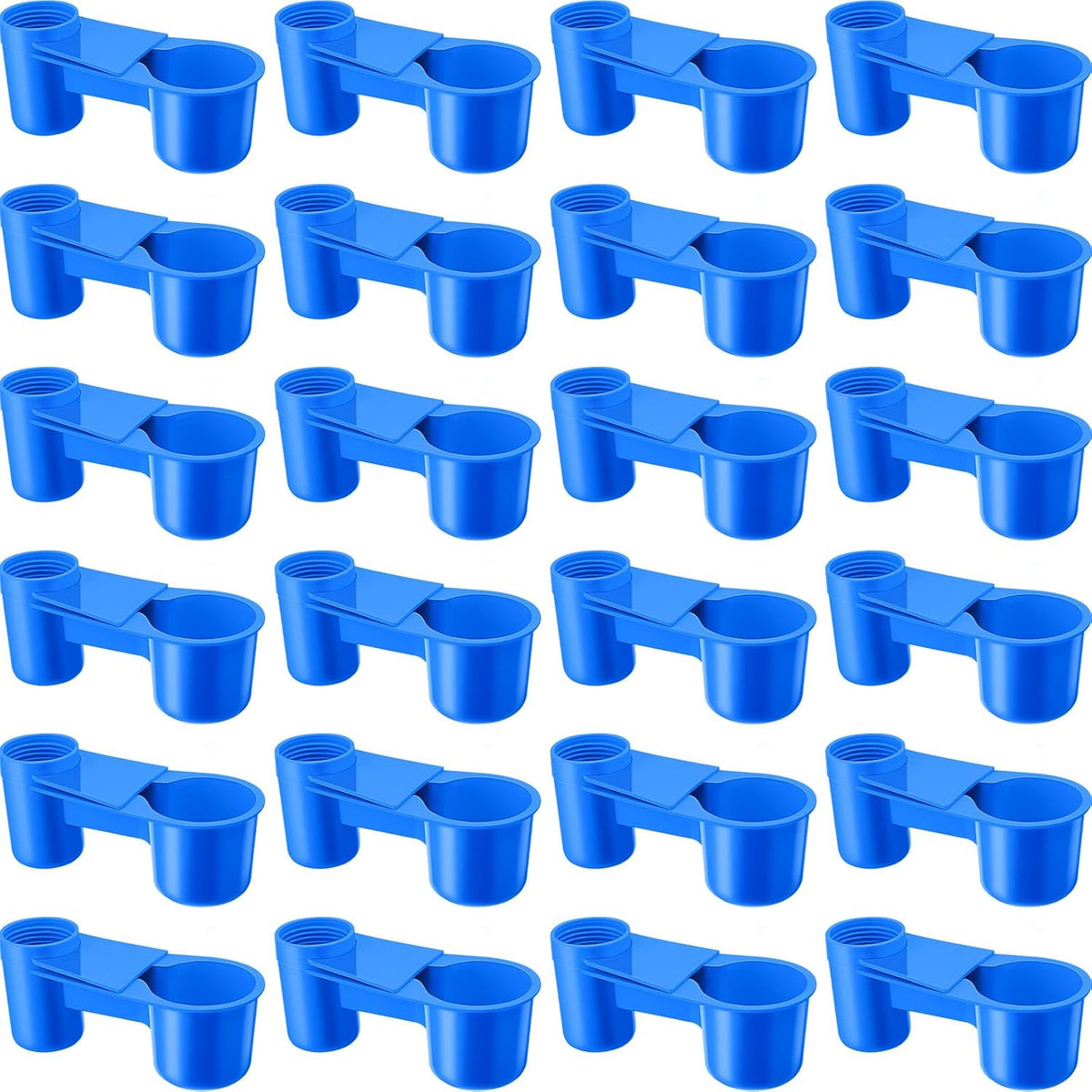 LemonRoad 24 Pcs Bird Drinker Feeder Cups Plastic Water Bottle Cup for Cage Ideal for Pigeon Bottle Chicken Quail Poultry Waterer Accessories(Blue)