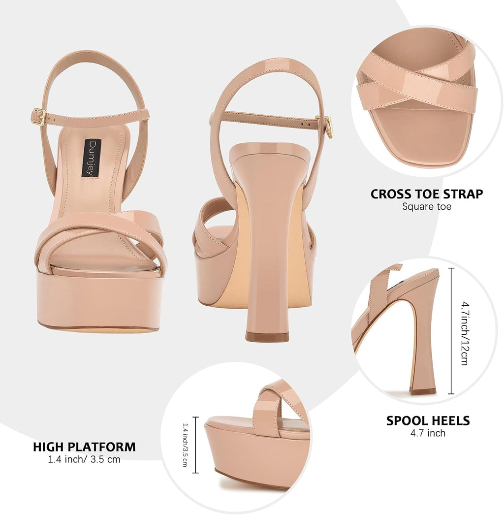 Platform Heels for Women Chunky High Heel Sandals with Ankle Strap