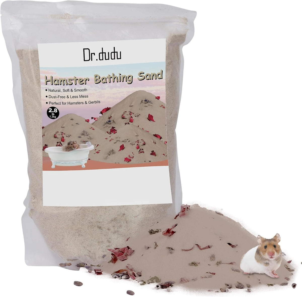 DR.DUDU 2.8lb Hamster Sand for Sand Bath, Hamster Cage Accessories(Beige)