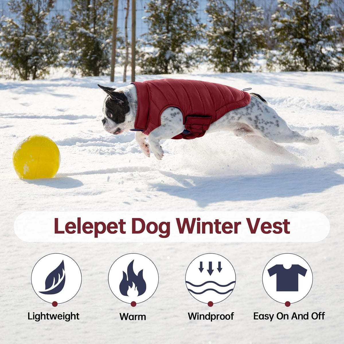 Lelepet Reversible Dog Coat Windproof Dog Jacket Lightweight Puffer Vest