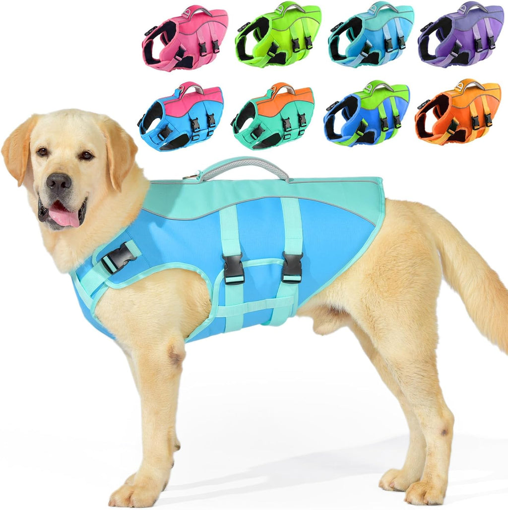 PETDSH Dog Life Jacket Small, High Flotation Dog Life Vest for Swimming Boating, Reflective Puppy Lifejacket with Superior Buoyancy and Rescue Handle, Adjustable Safety Dogs Floating Vests