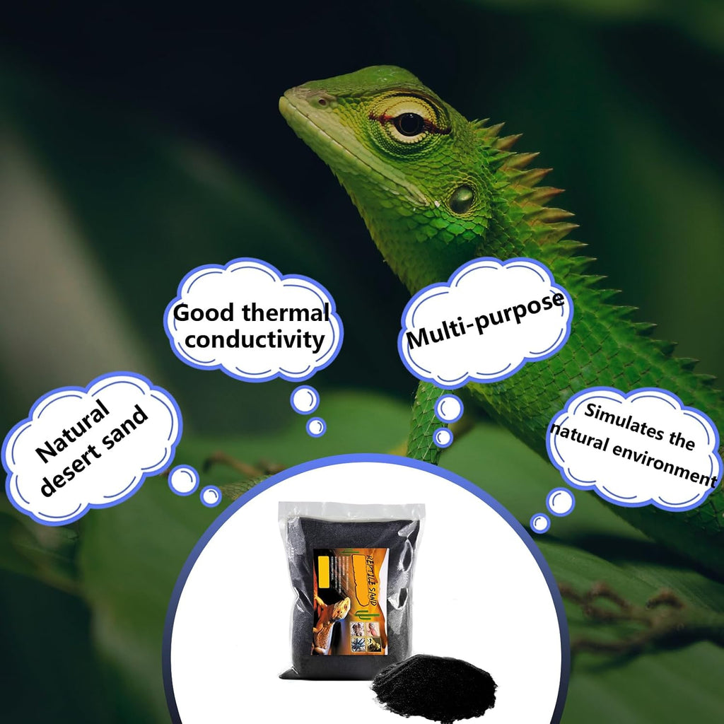 BNOSDM Reptile Sand,2.2lb Bearded Dragons Sands Substrate Bedding,Lizard Black Desert Blend Sands for Snakes Geckos Tortoises Turtle Tarantula Hermit Crab Scorpion Invertebrates