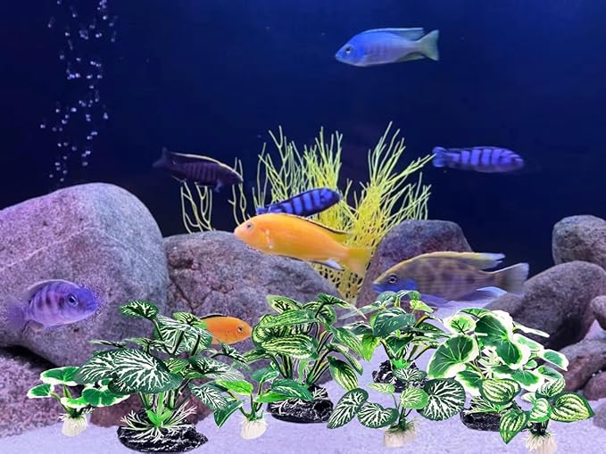 8PCS Betta Fish Tank Decorations Aquarium Decorations Artificial Plastic Plants - Image 6