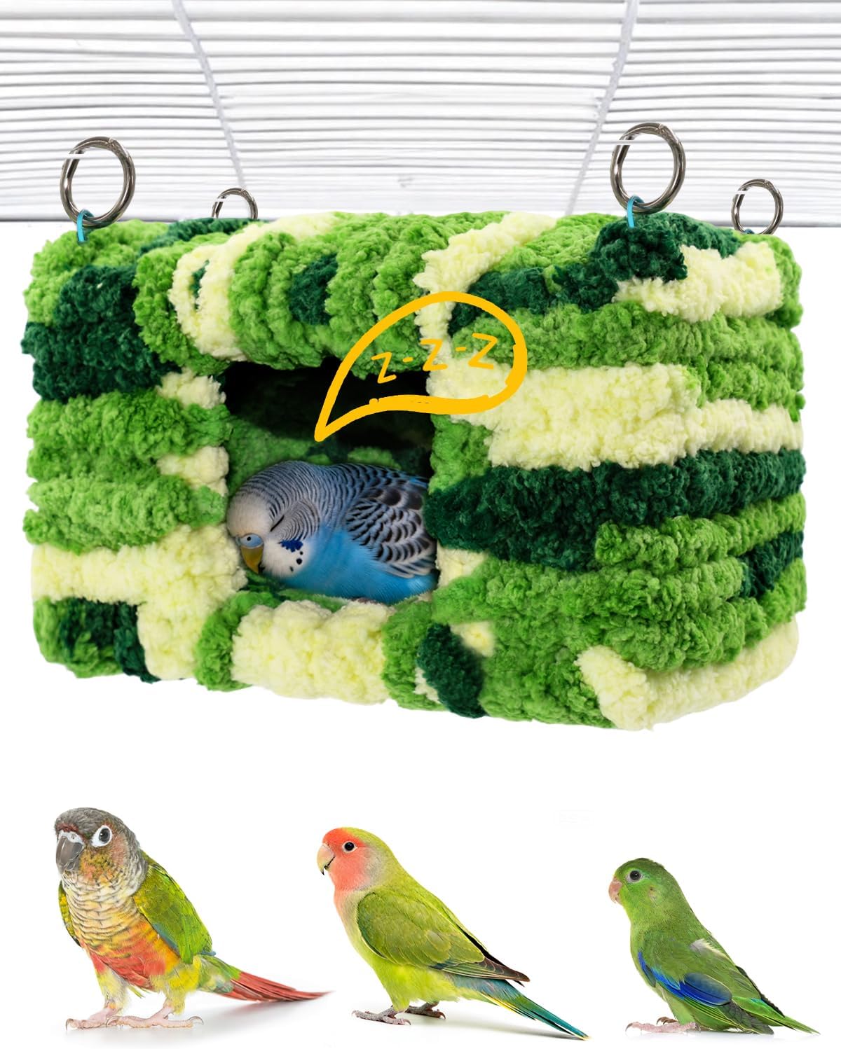 Collapse-Proof Soft Warm Bird Bed for Cage with Sturdy Frame