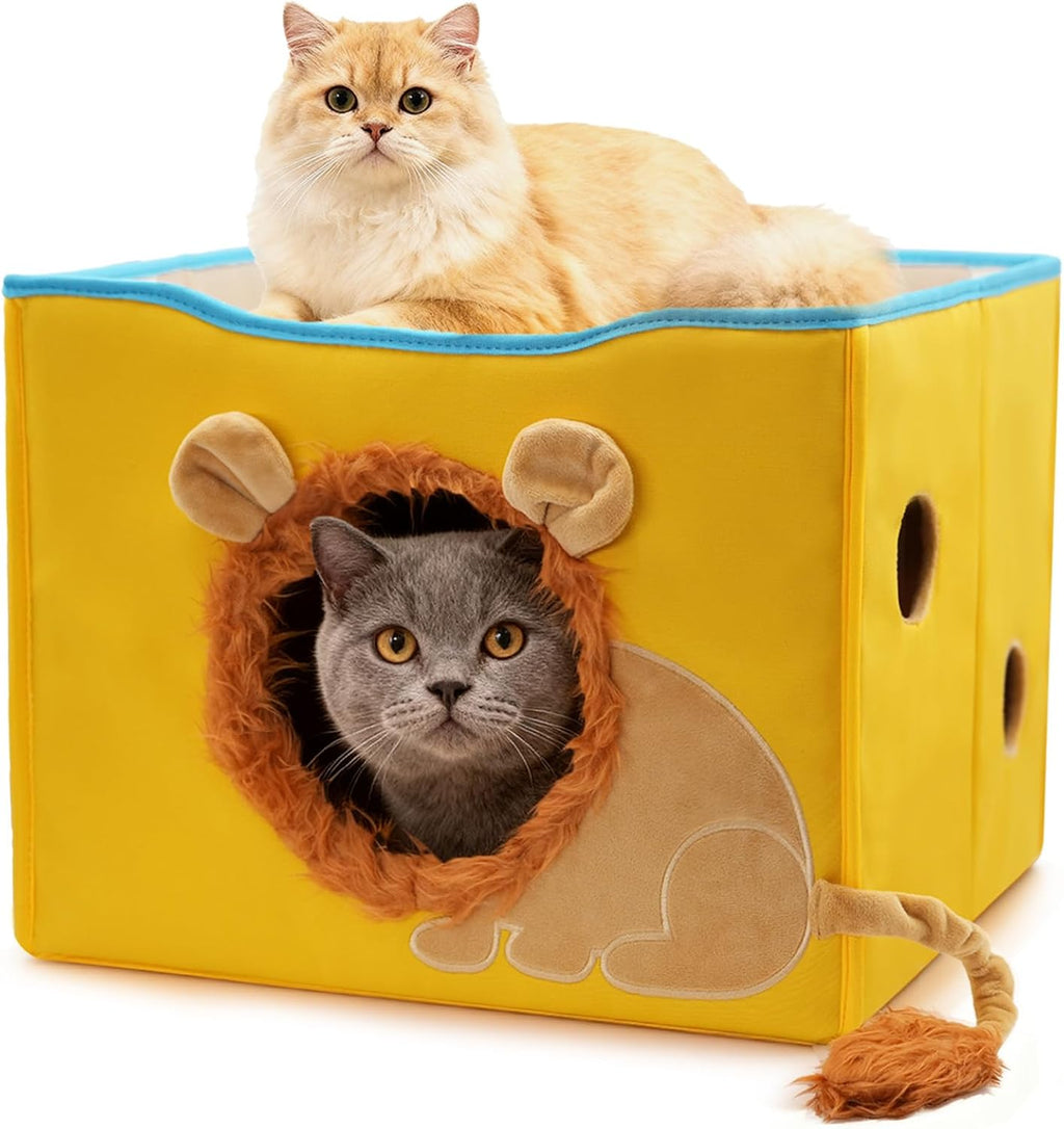 CWV Interactive Cat Toys for Indoor Cats, Kitten Toys with Scratch Pad， Cat Hideaway with Peekaboo Holes, Star Cat House Cave with Soft Pillow