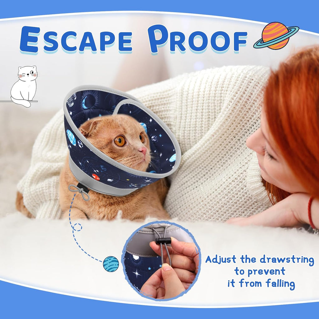 Cat Cone Collar Soft to Stop Licking, Adjustable, Foldable Lightweight Kitten Cones After Surgery Recovery for Cats & Kittens, Cat Cone Alternative, Easy Eating (Grey, M)