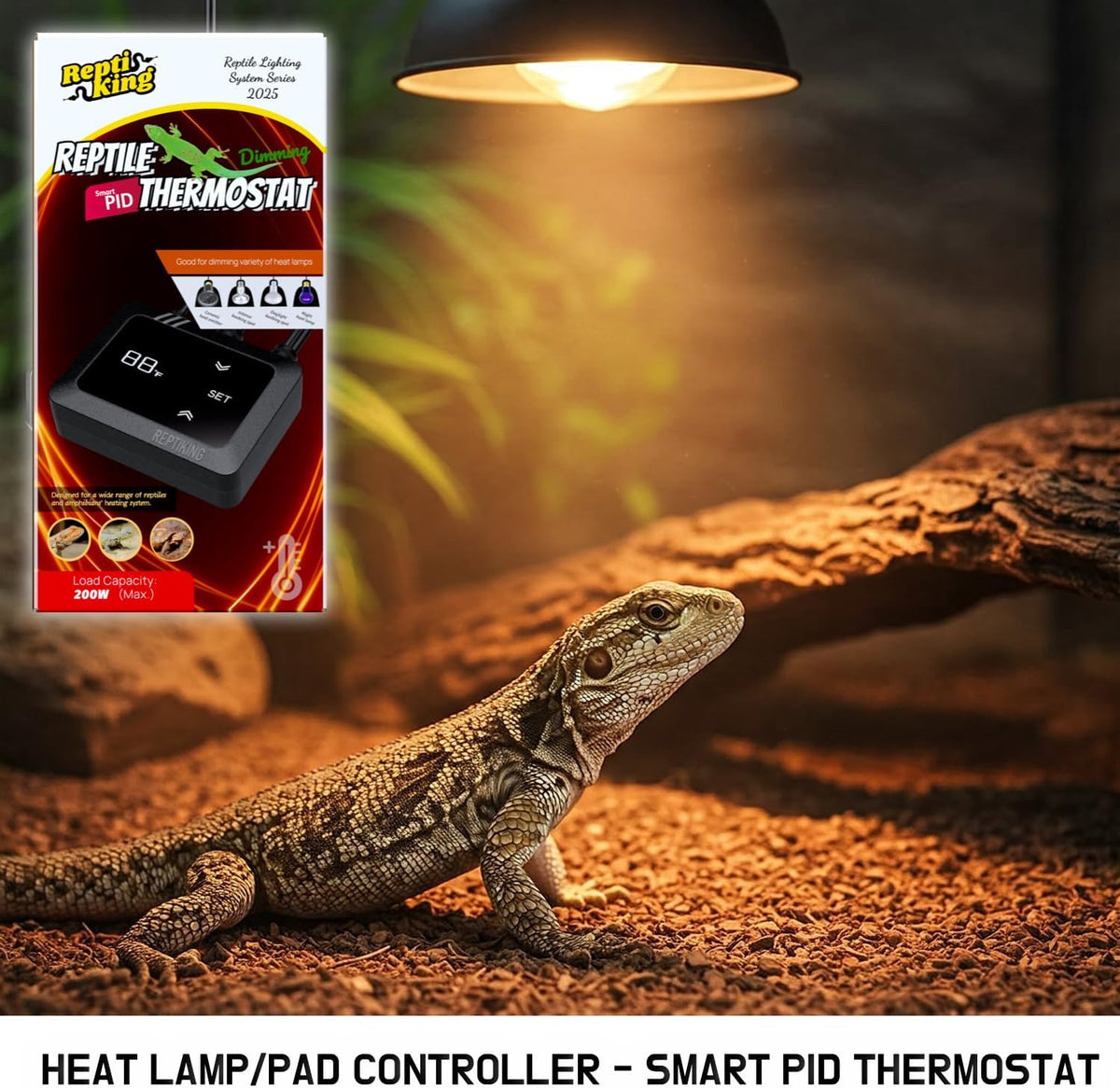 Reptile Dimming Thermostat, Heat Lamp Temperature Controller, Reptile Terrarium PID Digital Thermostat, Heating Controller for Basking Spot Heat Bulbs and Ceramic Heat Emitter
