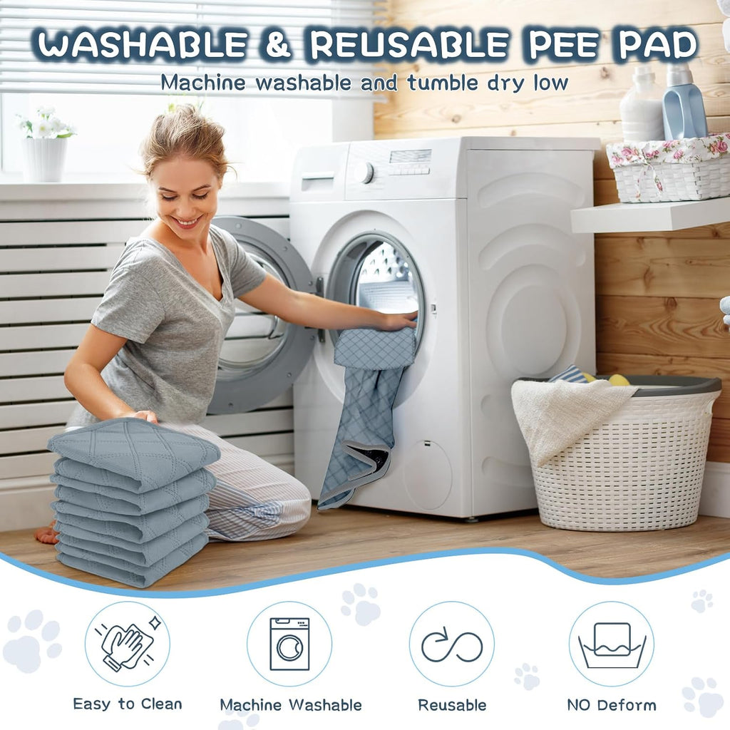 6 Packs Washable Guinea Pig Cage Liners, Waterproof Guinea Pig Pee Pads Reusable Absorbent Bedding Anti Slip Mats for Small Animals Bunny Rabbit Hamster (12 x 12in)