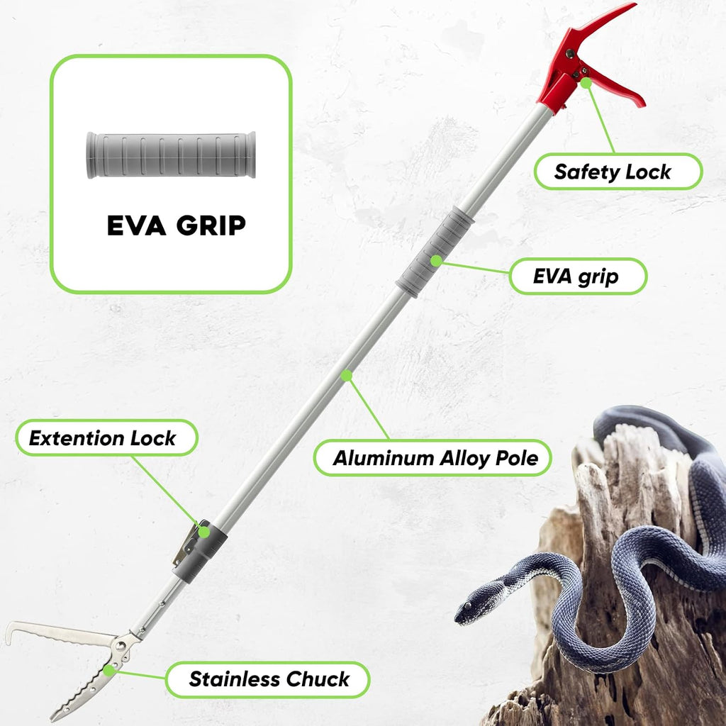 ZeyaHuanMao Retractable Snake Grabber, Aluminum Alloy Snake Tongs 55"-89"